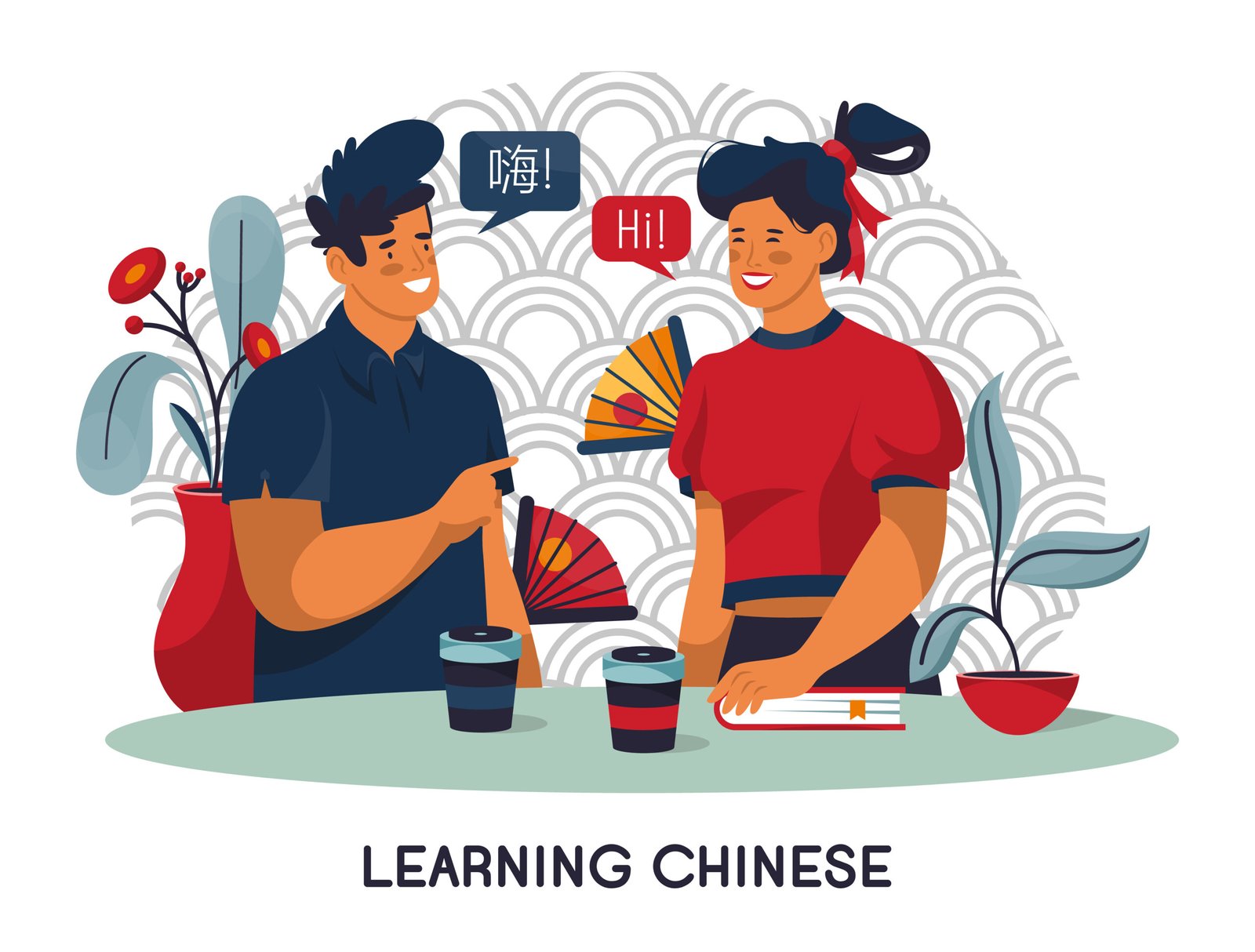 Chinese lesson with tutor or teacher